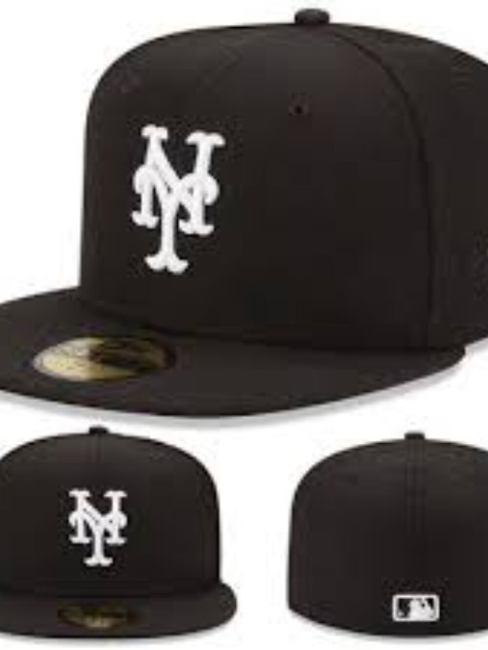 MLB New York Mets Black with White 59FIFTY Fitted Cap